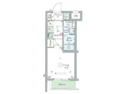 スカイコート戸越(1K/1階)の間取り写真