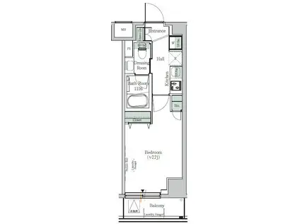 ONE ROOF RESIDENCE KIBA ウエスト(ワンルーム/2階)の間取り写真