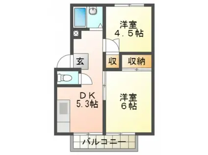 エステートピアEBIOKA(2DK/2階)の間取り写真