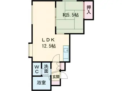プレミエール南郷B(1LDK/1階)の間取り写真