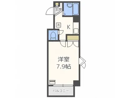 アップルコート白石(1K/4階)の間取り写真