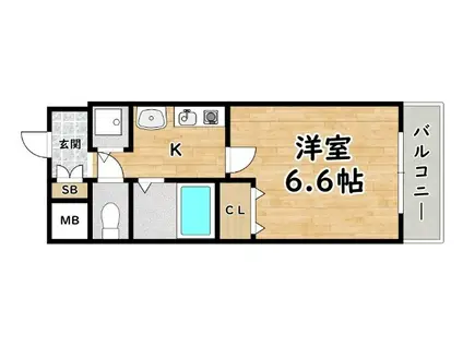 アクロス塚本リヴィエール(1K/3階)の間取り写真