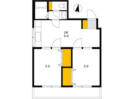 北沢ハイム(2DK/1階)の間取り写真