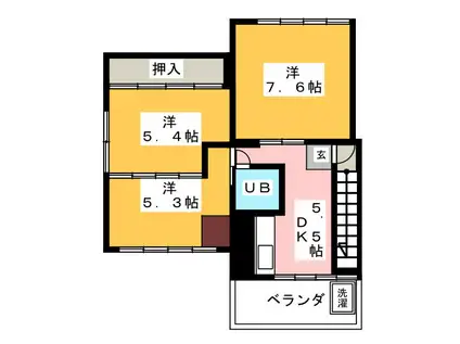 コーポセブンIII(3DK/2階)の間取り写真