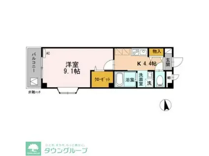 ウィル東小金井(1K/2階)の間取り写真