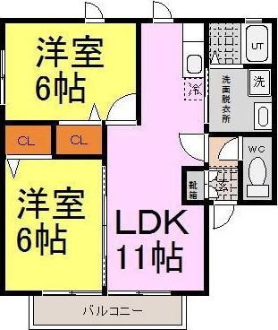 BIRDLANDたまでA・B(2LDK/1階)の間取り写真