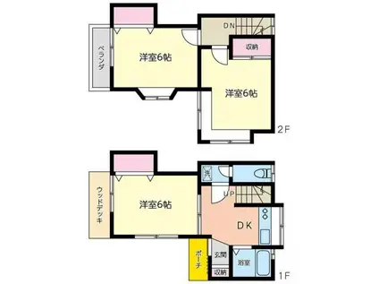 御園テラス(3DK/1階)の間取り写真