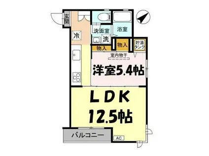 ピラタス12(1LDK/2階)の間取り写真