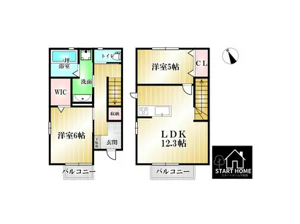 CASAK&K I(2LDK/1階)の間取り写真