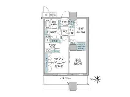 パークシティ大崎ザタワー 22階(2LDK/22階)の間取り写真