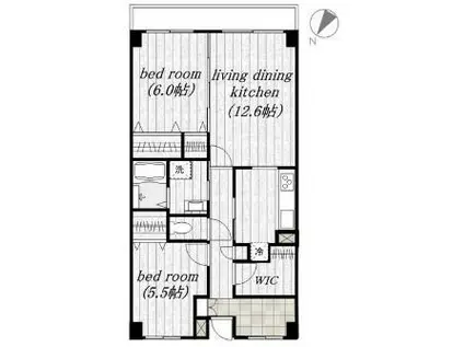 アーベイン世田谷(2SLDK/7階)の間取り写真