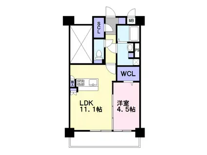 ラ・ガール日蒔野(1LDK/6階)の間取り写真