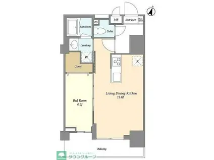 LIBRGRANT大宮(1LDK/6階)の間取り写真