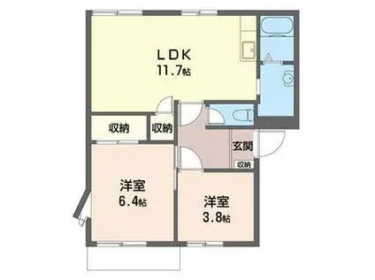 アルファB(2LDK/1階)の間取り写真