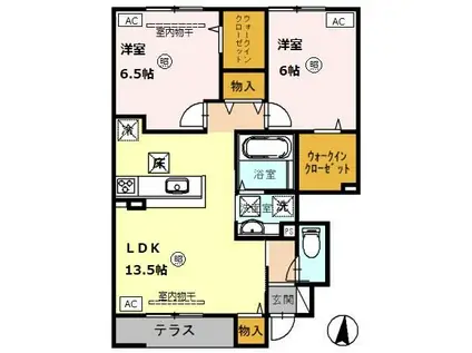 F. ティアナ(2LDK/1階)の間取り写真