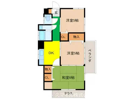 原アパート(3DK/1階)の間取り写真