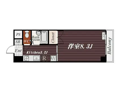 パセオ城山(1K/2階)の間取り写真