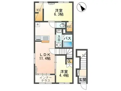 AMORE PATRIA(2LDK/2階)の間取り写真