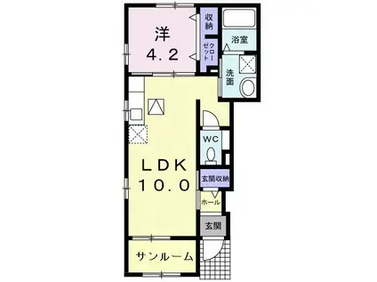 シャルマンC(1LDK/1階)の間取り写真