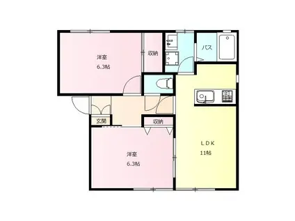 チアーズD(2LDK/2階)の間取り写真