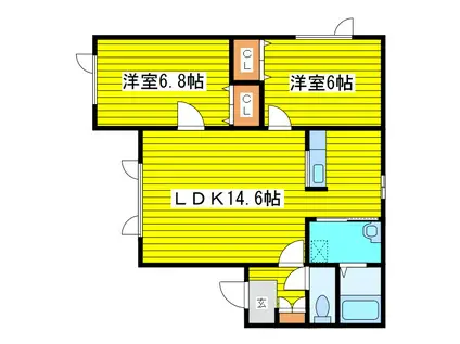 プログレス元町(2LDK/1階)の間取り写真