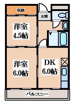 第3シャルマン四條畷(2DK/3階)の間取り写真