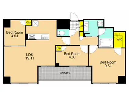 プライマル品川大井町(3LDK/9階)の間取り写真