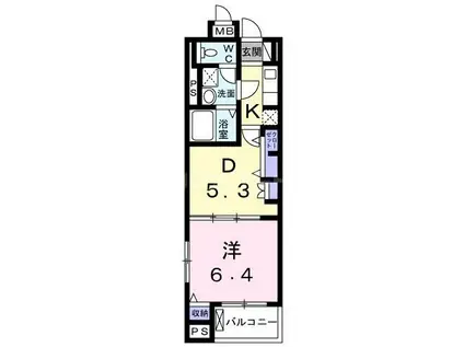 オークリーフビレッジ(1DK/3階)の間取り写真