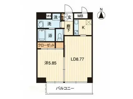 アルファレガロ錦町(1LDK/2階)の間取り写真