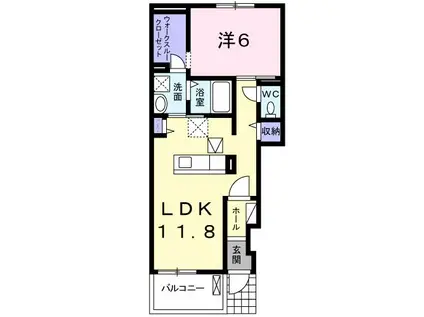 セゾン ブライト(1LDK/1階)の間取り写真