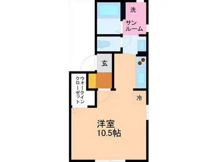 ラフィーネ鶴ケ丘(ワンルーム/2階)の間取り写真