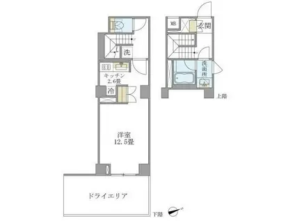 BRILLIA IST 北沢(ワンルーム/1階)の間取り写真