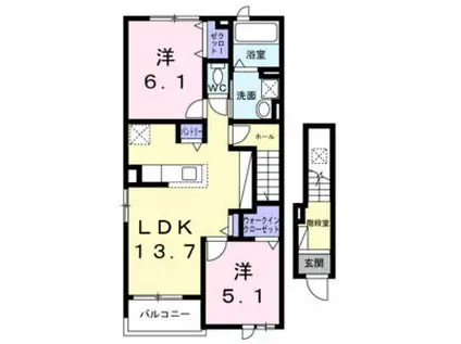 ドメーヌ・ビュール青石(2LDK/2階)の間取り写真