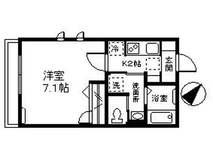 コトーヴェール用賀(1K/1階)の間取り写真