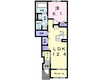 マジェスタ I(1LDK/1階)の間取り写真