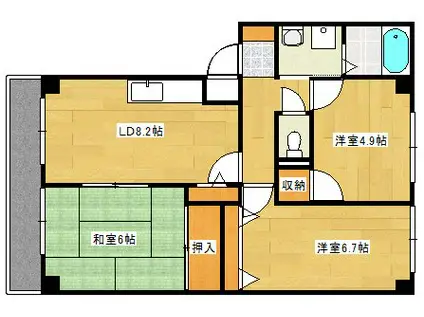 フィネス西田(3DK/2階)の間取り写真