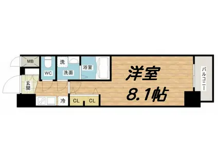 アドバンス大阪フェリシア(1K/8階)の間取り写真