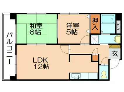 グリーンルーフ安松(2LDK/4階)の間取り写真