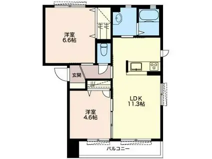 ビューテラス(2LDK/2階)の間取り写真