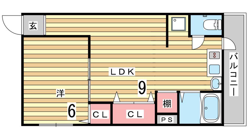 ソレイユ高東(1LDK/1階)の間取り写真