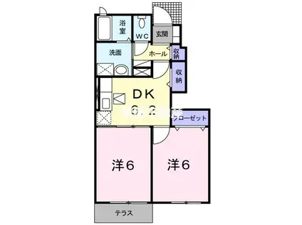 ミニヨンアンジュ(2DK/1階)の間取り写真