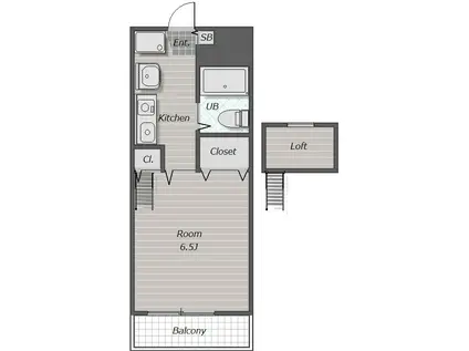 ピソコモド(ワンルーム/2階)の間取り写真