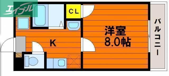 カレン下中野(1K/4階)の間取り写真
