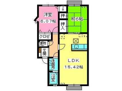 サンヒルズ片江(2LDK/2階)の間取り写真