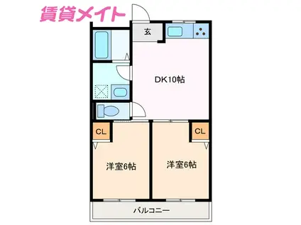 T-FRONT(2DK/2階)の間取り写真