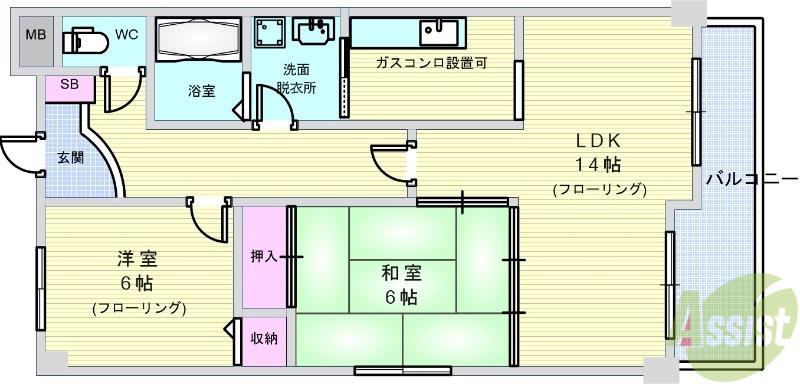 ガーデンヒルズ(2LDK/3階)の間取り写真
