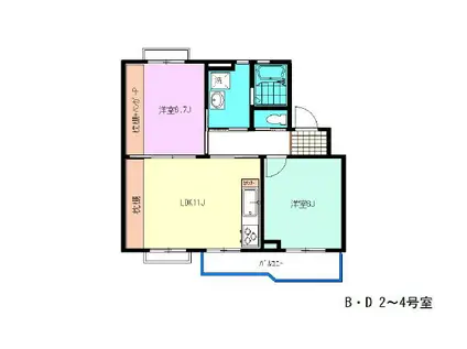 シンプルタウン(2LDK/4階)の間取り写真