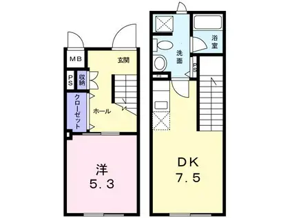 フィオーレ(1DK/3階)の間取り写真