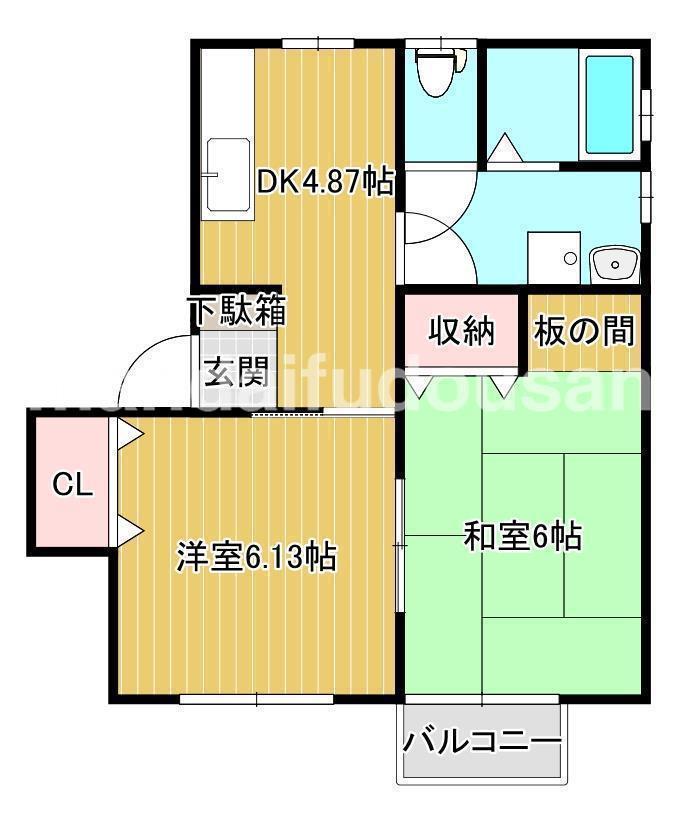 MスクエアII(2DK/1階)の間取り写真
