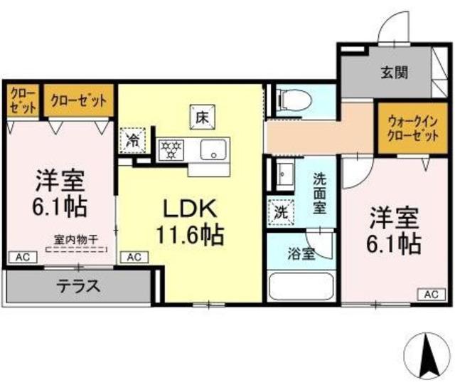 D-ROOM東葛西(2LDK/1階)の間取り写真